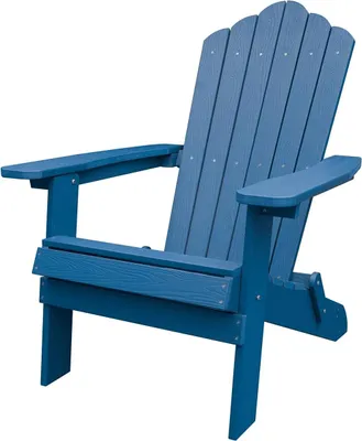 Zdjęcie produktu dla KOMFOTTEU składane krzesło Adirondack, krzesło ogrodowe z pochylonym oparciem i szerokimi podłokietnikami, ergonomiczne krzesło do 180 kg, składane krzesło na balkon, taras (niebieskie)