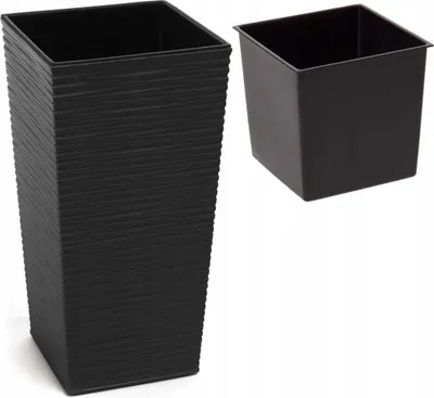Zdjęcie produktu dla Doniczka + wkład 25x46,5cm Czarna plastikowa dekoracyjna wysoka