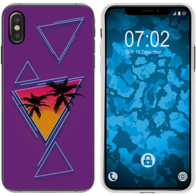 Produktbild von PhoneNatic Case kompatibel mit Apple iPhone Xs Max Silikon-Hülle Retro Wave Palmen M3