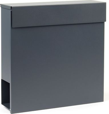 Wiltec Designer Briefkasten V49 anthrazit 370 x 105 x 370 mm, Wandbriefkasten mit Schloss und Zeitungsrolle, Postkasten aus pulverbeschichtetem Stahl