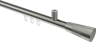 Produktbild von Interdeco Innenlaufstange / Gardinenstange mit Innenlauf Edelstahl-Optik, Typ Sonius Tanara (Konus Bicolor) Deckenmontage, 20 mm Ø 1-läufig, 140 cm