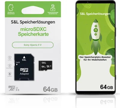 Produktbild von microSD Speicherkarte S&L für Sony Xperia 5 V - Speicherkapazität: 64 GB