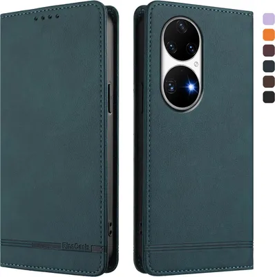 Obrázek produktu pro Pouzdro pro Huawei P50 Pro, retroPolyuretankožené flip pouzdro s stojánkem a přihrádkami na karty Zelený
