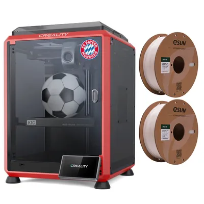 Produktbild von Creality 3D K1C 3D-Drucker/AI-Kamera/600 mm/s Druckgeschwindigkeit,kann Kohlenstofffaser-Verbrauchsmaterialien drucken, K1C Bayern Mš¹nchen Edition,Rot+ 2*1KG Weiss High Speed PLA Filament