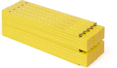 Image de 10 pièces | Métrique 2 m Mètre pliant Bloc 52 | Jaune | Articulations en acier trempé