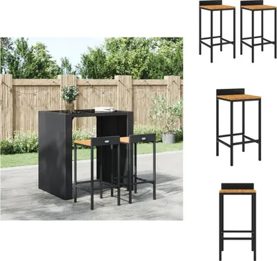 Produktbild von vidaXL Barhocker 2 Stk. Schwarz Poly Rattan und Massivholz Akazie -  Barhocker