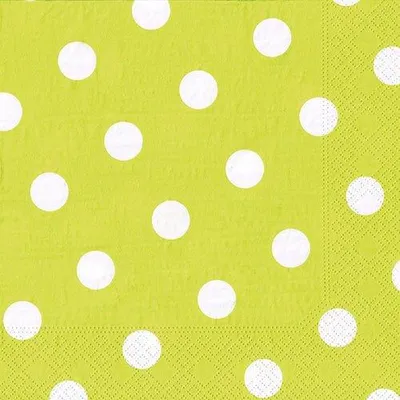 Produktbild von Papstar Servietten, 3-lagig 1/4-Falz 40 cm x 40 cm limonengrün "Dots", 10 x 20 Stück