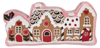 Obrázok produktu pre Clayre & Eef Dekoračný vankúš Perníková chalúpka 50 x 25 x 4 cm, hnedý, polyester