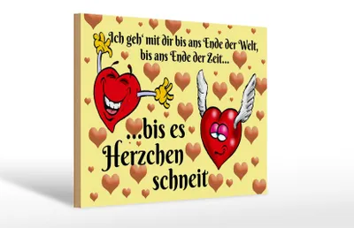 Produktbild von Holzschild Spruch 30x20cm Geh mit dir bis Herzen schneit