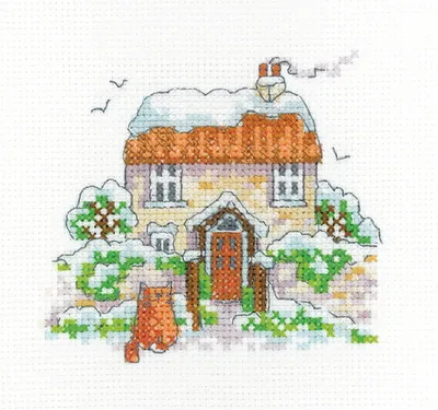 Obrázek produktu pro Heritage cross stitch set Aida "Winterhütte (A)", počítaný vzor, KSWC1671-A, 10x9cm