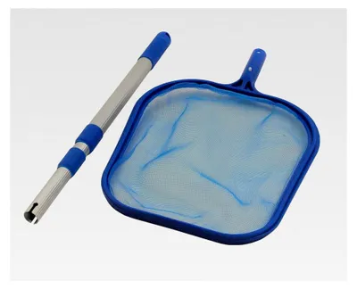 Produktbild von Laubkescher mit Aluminiumstange, geeignet für Whirlpools und Quick Up Pools, mit Teleskopstange zur Poolreinigung
