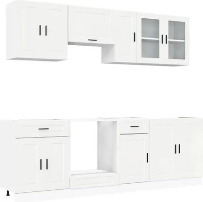 Produktbild von vidaXL 8-tlg. Küchenschrank-Set Kalmar Hochglanz-Weiß Holzwerkstoff