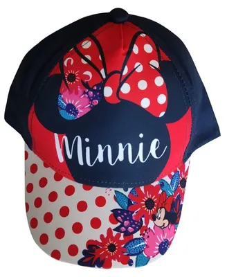 Produktbild von Disney Minnie Maus Baseballmütze Basecap Kappe mit Blumen und Punkten blau-rot, pink-schwarz für Kinder (as3, Numeric, Numeric_52, blau-rot)