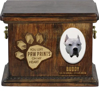Produktbild von Argentinische Dogge, Dogo Argentino Personalisierte Hundeurne mit Gravur, Erinnerungsbox für Hundeknochen von der Marke Art-Dog