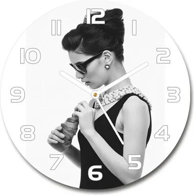 Produktbild von Wanduhr aus Glas 30fi Glasbild Glasuhr Gehärtetes Glas - weisse-zeiger - A woman with glasses