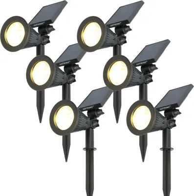 Produktbild von hoftronic LED Solar Gartenstrahler 2W 3000K 300lm IP65 Schwarz 6er Set