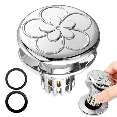 Image de Filtre de vidange pop-up, 1 pièce, pour lavabo, diamètre 34-40 mm, avec filtre et joints