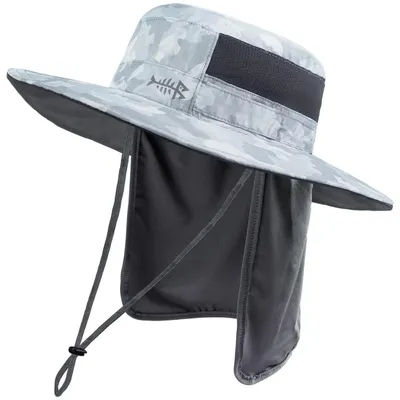 Produktbild von Fischerhut Bucket Hat UPF 50+ UV-Schutz Wasserdicht Hellgraue Tarnung Einstellbar mit Halsklappe