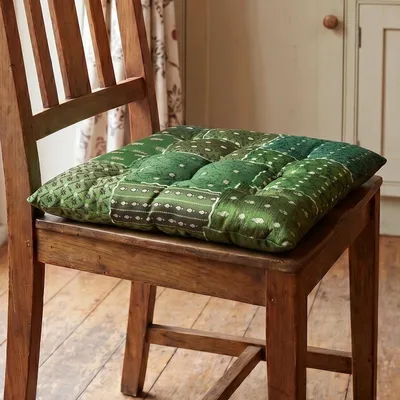 Produktbild von Orientalisches Brokat Steppkissen, Stuhlkissen 40*40 cm - Grün, Viskose, Zierkissen, Dekokissen, Sofakissen