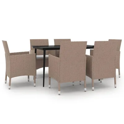 Image de vidaXL Ensemble de jardin 7 pièces avec coussins Poly rotin et verre