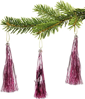 Produktbild von 10 Lamettini Rosa Lametta Anhänger Weihnachtsanhänger