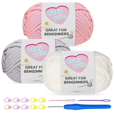 Produktbild von Häkelgarn Set 3x100g Baumwolle 4mm Haken Rosa Grau Cremefarben