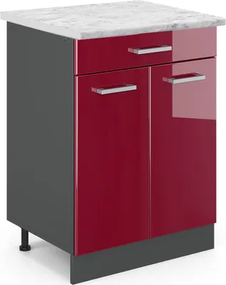 Produktbild von Küchenunterschrank Vicco R-Line Rot Hochglanz 60 cm AP Marmor, Model 45766