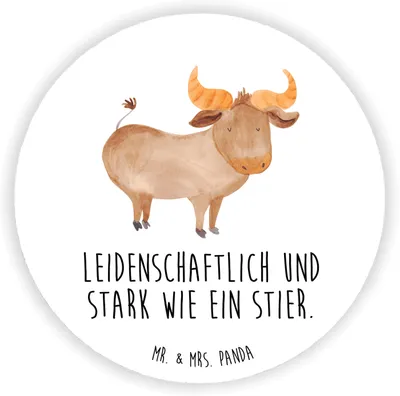 Produktbild von Mr. & Mrs. Panda magnet Sternzeichen Stier - Weiß - Geschenk, Geburtstag Mai, whiteboardmagnet, Rind, zettelhalter, Kühlschrankmagnet, April, für fotos, kühlschrank