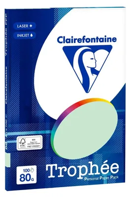 Produktbild von Clairefontaine 4105C, Laser-/Inkjet-Druck, A4 (210x297 mm), 100 Blätter, 80 g/m², Grün, Forest Stewardship Council (FSC)