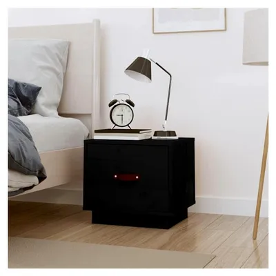 Produktbild von Nachtschrank schwarz 40x34x35cm aus massivem Kiefernholz