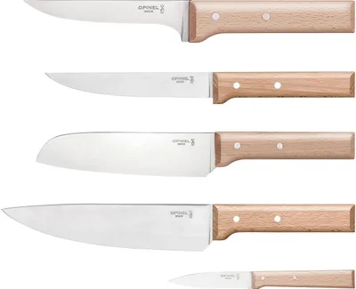 Produktbild von Opinel Messerblock PARALLELE MEAT Buchenholz mit 5 Messern der PARALLELE Serie
