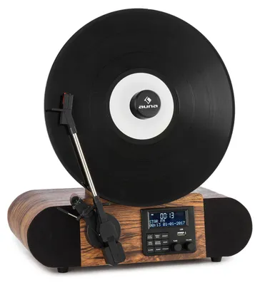 Obrázok produktu pre auna Verticalo SE DAB, retro gramofón, DAB+, FM tuner, USB, BT, AUX, drevo