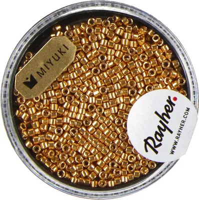 Image de Rayher Delica-Rocailles, Miyuki-Rocailles, or, 1,6 mm ø, boîte 4 g, perles à enfiler, petites perles de verre, 14760616