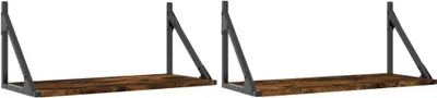 Image de vidaXL Étagères murales 2 pcs. Chêne fumé 60x25x25,5 cm Bois composite