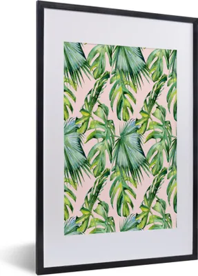 Produktbild von MuchoWow® MuchoWow® Gerahmtes Poster Blätter - Vintage - Pastell 40x60 cm - Poster mit zchwarzem Bilderrahmen - Poster in Rahmen