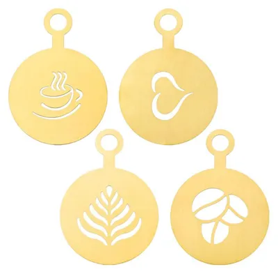 Kaffeestencil-Set 4er-Pack Edelstahl Latte Art Schablonen