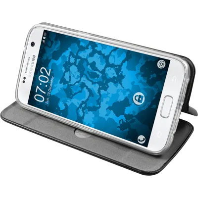 Produktbild von PhoneNatic Kunst-Lederhülle kompatibel mit Samsung Galaxy S7 - Etui schwarz + 2 Schutzfolien