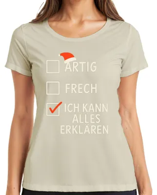 Productafbeelding van Grappig kerstcadeau. Ik kan alles uitleggen, ondeugend opschrift, dames T-shirt, natuur, L