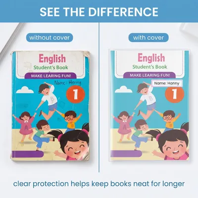 Image de Housses de protection transparentes pour livres, lot de 20, réglables, pour les formats A5 et B5, idéales pour protéger les manuels scolaires