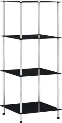Obrázek produktu pro The Living Store Regál se 4 policemi černý 40x40x100 cm tvrzené sklo