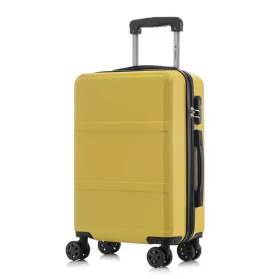 Produktbild von Koffer Trolley Reisekoffer Suitcase, Rollkoffer Handgepäck ,mit 4 Rollen360°, Hartschalenreisekoffer, Zahlenschloss, Weicher Gummigriff (M, Gelb)