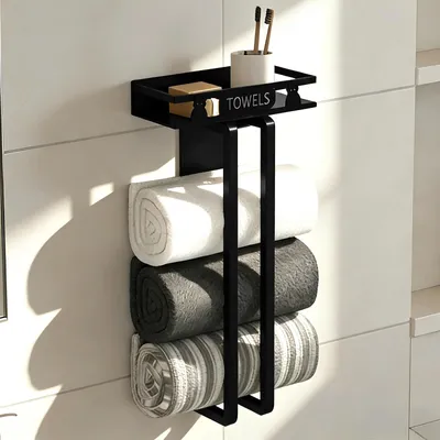 Productafbeelding van Handdoekenrek Badkamer met Dubbele Stangen en Legplank