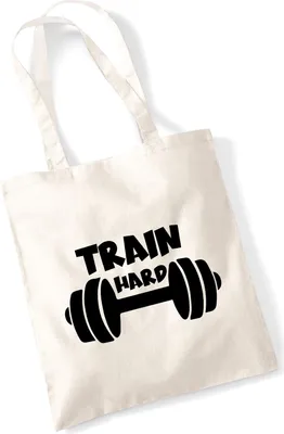 Produktbild von Huuraa Jutebeutel Train hard Hantel 10 Liter Natural Baumwolle Tasche Geschenkidee