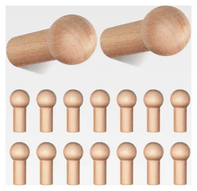 Produktbild von 25 Stück Holz Haken, Wandhaken, Kleiderhaken, Garderobenhaken, Huthaken, Türhaken, 5,2 x 2,5 x 1,5 cm, für Kleidung und Handtücher
