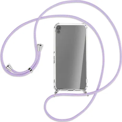 Produktbild von Handykette Backcover-Schutzhülle mit Band (Metall silberfarben) für Sony Xperia XA - violett