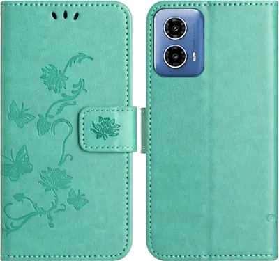 Produktbild von Motorola Moto G35 Hülle - Coverup Blumen & Schmetterlinge Klapphülle - Mintgrün