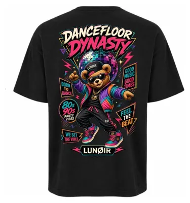 Produktbild von Damen Oversize T-Shirt Schwarz L – Bedrucktes Shirt mit Tanz Motiv aus Baumwolle – LUNØIR ©