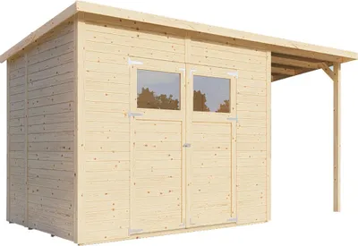 Produktbild von Gartenhaus Marksburg 3 mit Anbau natur