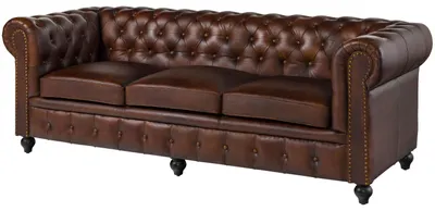 Produktbild von MASSIVMOEBEL24.DE Sofa 3-Sitzer Echtleder 216x82x75 braun CHESTERFIELD #103