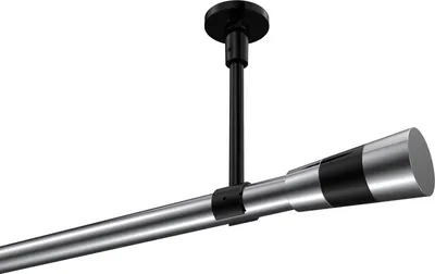 Produktbild von Interdeco Gardinenstange / Vorhangstange Chrom / Schwarz, Typ Sonette Tanara (Konus Bicolor) ohne Ringe, Deckenmontage, 20 mm Ø 1-läufig, 240 cm